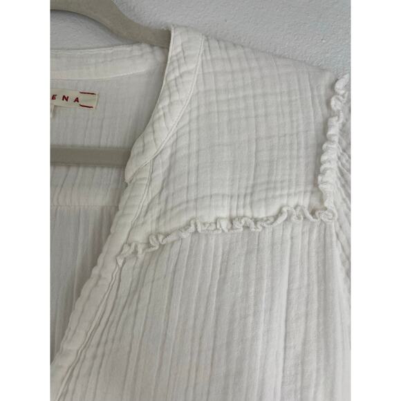 Xirena White Gauze Fit & Flare Minimalist Peasant Dress Size Small 100% Cotton - Picture 6 of 15